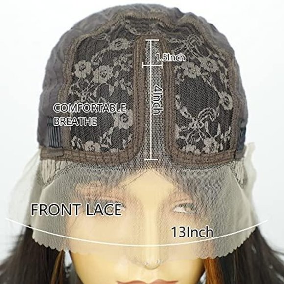 Short Straight Bob Highlights T Lace Front Wigs - Picture 5 of 8